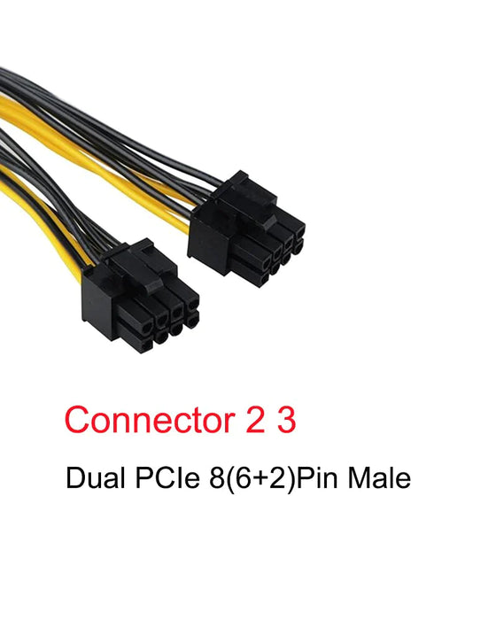 PCIe 6-Pin Hunn til 2x 6+2-pin PCIe Hann