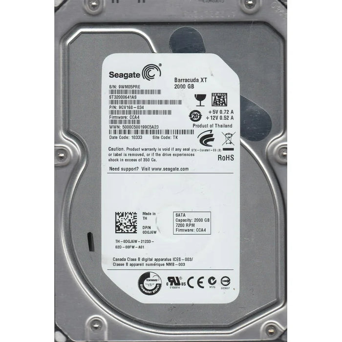 ST32000641AS Seagate Barracuda XT 2TB 7200RPM SATA 6Gbps 64MB Cache 3.5" HDD