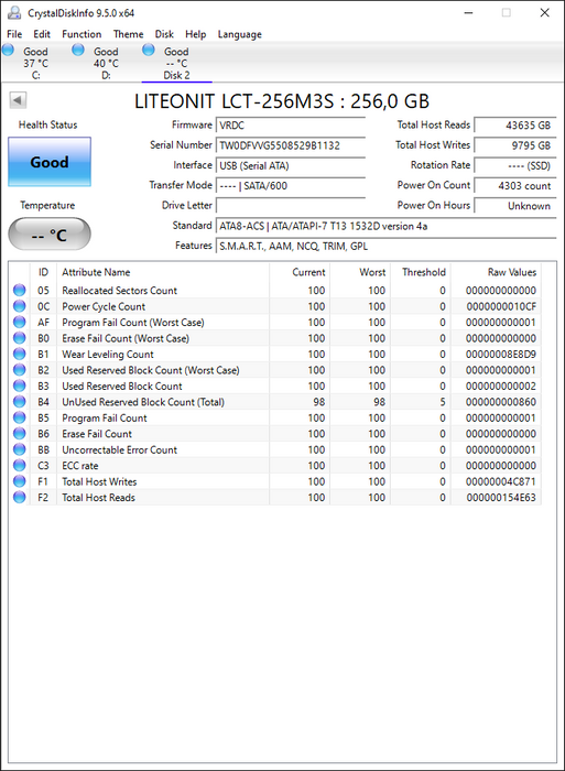 LCT-256M3S Lite On M3S Series 256GB MLC SATA 6Gbps 2.5" SSD