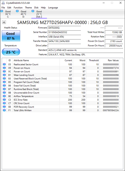 MZ7TD256HAFV-00000 Samsung PM841 Series 256GB TLC SATA 6Gbps (AES-256) 2.5" SSD