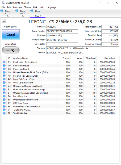 LCS-256M6S Lite On M6S Series 256GB MLC SATA 6Gbps 2.5" SSD