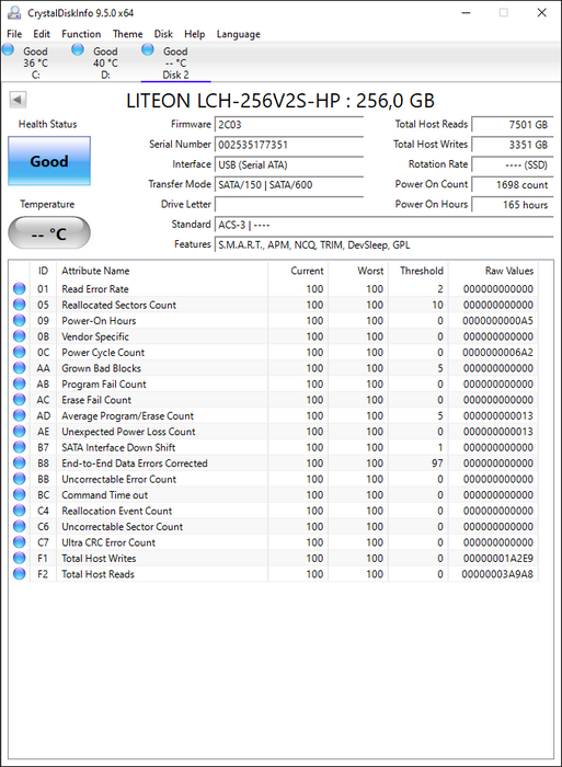 LCH-256V2S-HP Lite On 256GB MLC SATA 6Gbps Mainstream 2.5" SSD