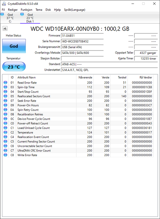 WD10EARX-00N0YB0 Western Digital Caviar Green 1TB 5400RPM SATA 3Gbps 64MB Cache 3.5" HDD