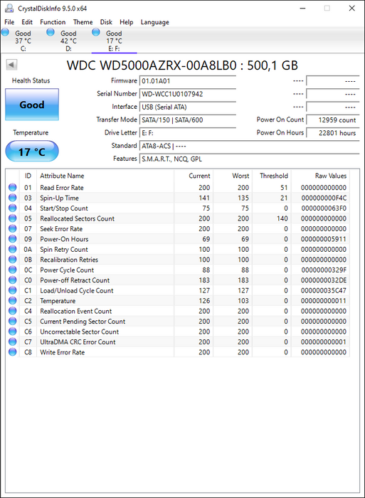 WD5000AZRX-00A8LB0 Western Digital Green 500GB 5400RPM SATA 6Gbps 64MB Cache 3.5" HDD