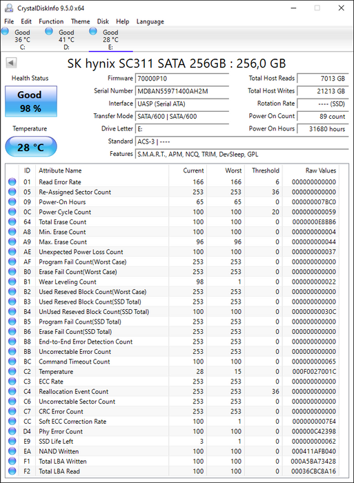 HFS256G39TNF-N2A0A Hynix 256GB SATA 6Gbps M.2 2280