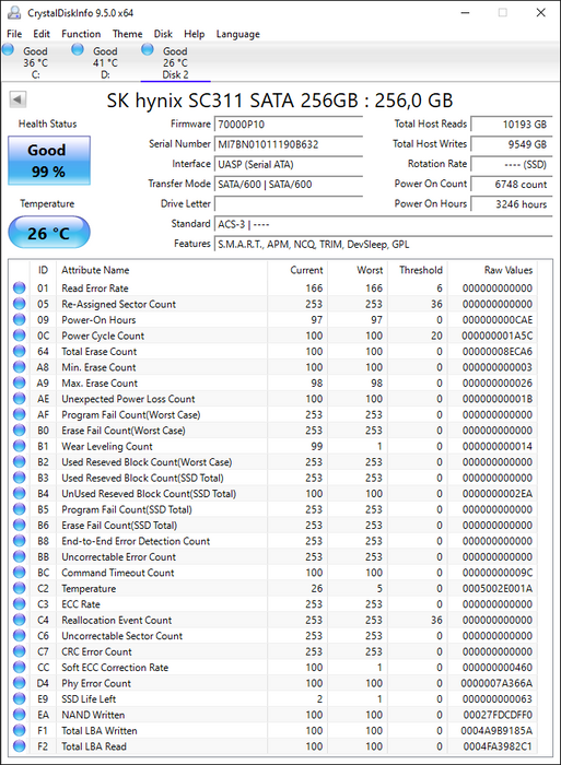 HFS256G39TNF-N2A0A Hynix 256GB SATA 6Gbps M.2 2280