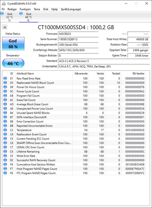 CT1000MX500SSD4 Crucial MX500 Series 1TB TLC SATA 6Gbps (AES-256 / TCG Opal 2.0) M.2 2280