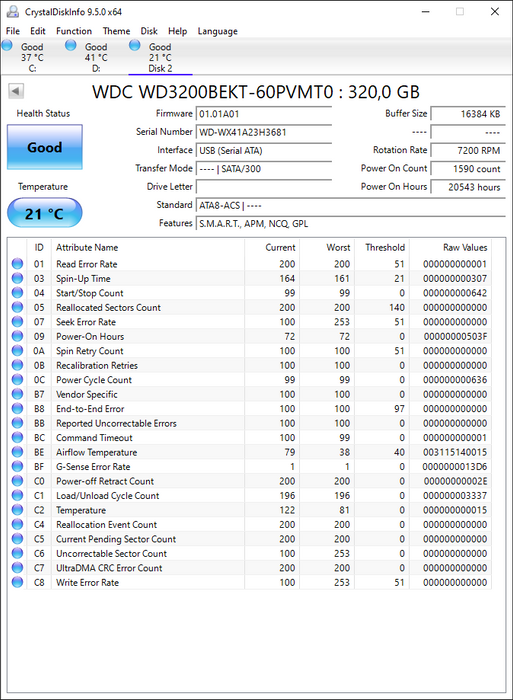 WD3200BEKT-60PVMT0 Western Digital Scorpio Black 320GB 7200RPM SATA 3Gbps 16MB Cache 2.5" HDD