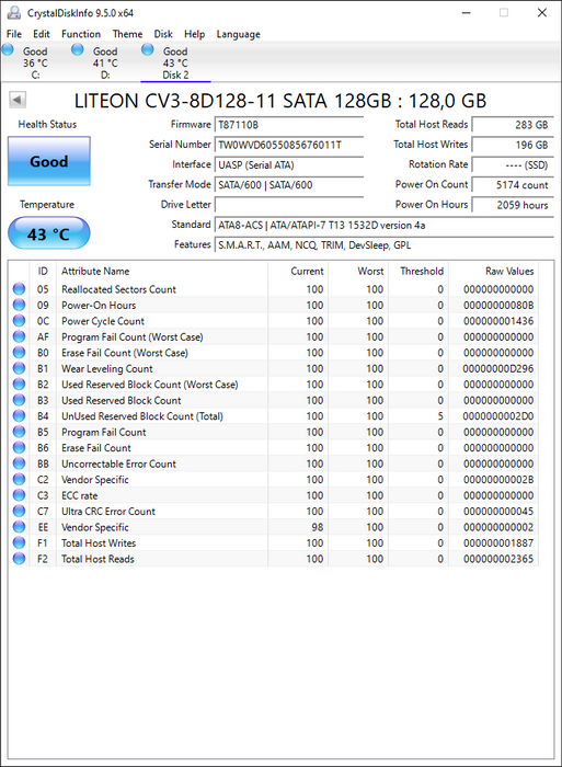 CV3-8D128-11 Lite On 128GB MLC SATA 6Gbps M.2 2280