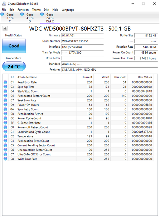 WD5000BPVT-80HXZT3 Western Digital Scorpio Blue 500GB 5400RPM SATA 3Gbps 8MB Cache 2.5" HDD