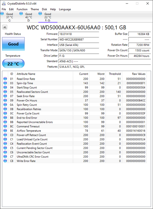 WD5000AAKX-60U6AA0 Western Digital Caviar Blue 500GB 7200RPM SATA 6Gbps 16MB Cache 3.5" HDD