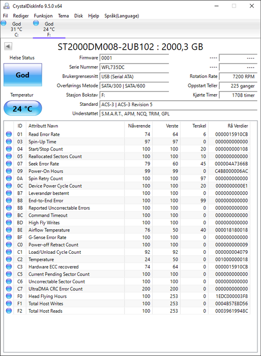 ST2000DM008-2UB102 Seagate BarraCuda 2TB 7200RPM SATA 6Gbps 256MB Cache 3.5" HDD