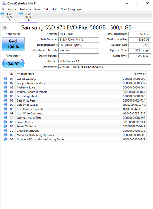 MZVLB500HBJQ Samsung 970 EVO 500GB PCI Express NVMe 3.0 x4 M.2 2280