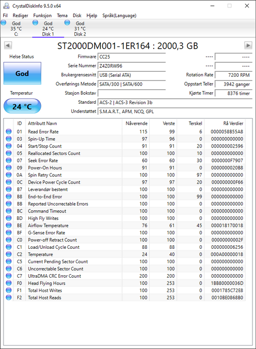 ST2000DM001-1ER164 Seagate Barracuda 2TB 7200RPM SATA 6Gbps 64MB Cache 3.5" HDD