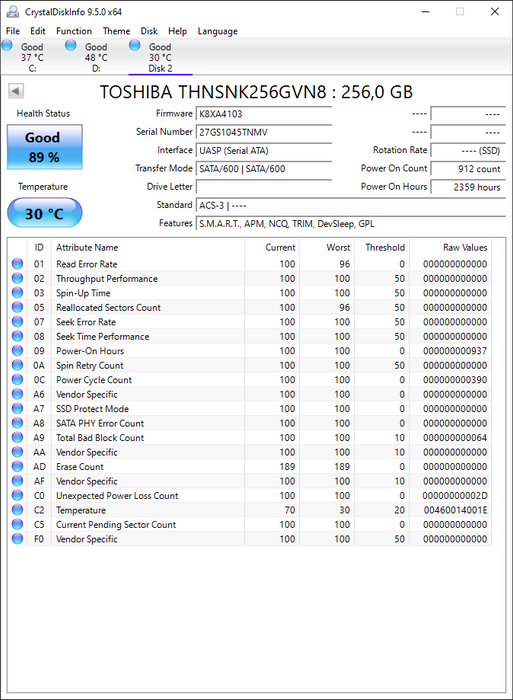 THNSNK256GVN8 Toshiba SG5 Series 256GB TLC SATA 6Gbps M.2 2280