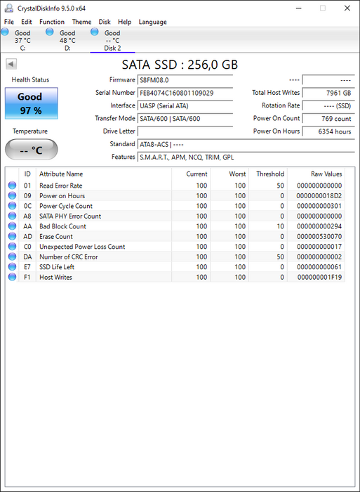 SM280256GPMCA9U-S84 Phison 256GB SATA 6Gbps M.2 2280
