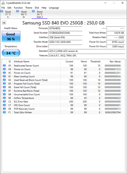 MZ7TE250HMHP Samsung 840 EVO Series 250GB TLC SATA 6Gbps (AES-256 FDE) 2.5" SSD