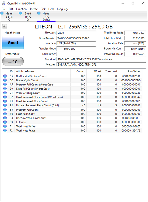 LCT-256M3S Lite On M3S Series 256GB MLC SATA 6Gbps 2.5" SSD