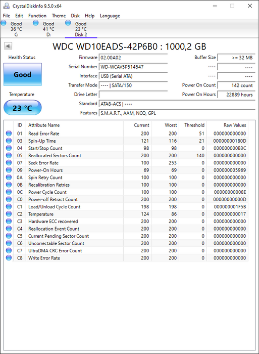 WD10EADS-42P6B0 Western Digital Caviar Green 1TB 5400RPM SATA 3Gbps 32MB Cache 3.5" HDD