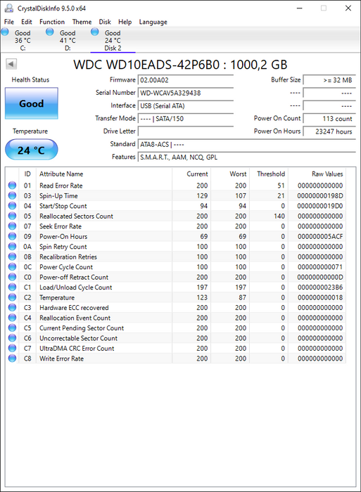 WD10EADS-42P6B0 Western Digital Caviar Green 1TB 5400RPM SATA 3Gbps 32MB Cache 3.5" HDD