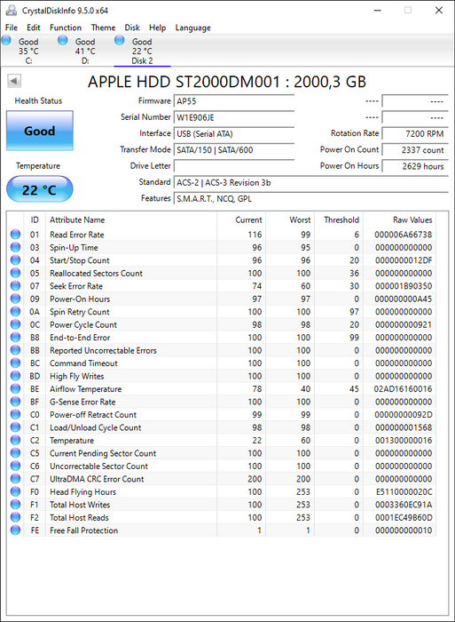 ST2000DM001 Seagate Barracuda Apple 2TB 7200RPM SATA 6Gbps 64MB Cache 3.5" HDD