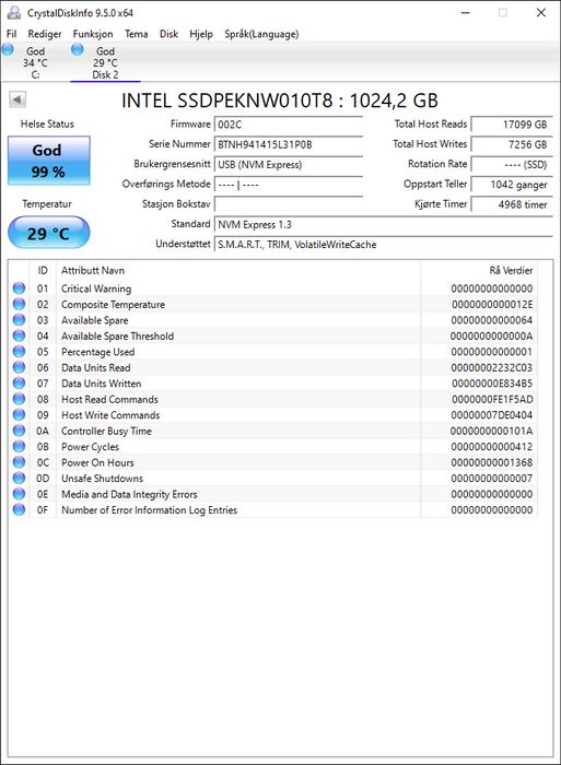 SSDPEKNW010T8 Intel 660p Series 1TB QLC PCIe 3.0 x4 NVMe (AES 256-Bits) M.2 2280 SSD