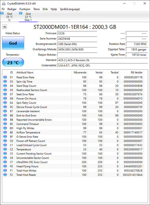 ST2000DM001-1ER164 Seagate Barracuda 2TB 7200RPM SATA 6Gbps 64MB Cache 3.5" HDD