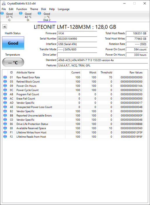 LMT-128M3M Lite On M3M Series 128GB MLC SATA 6Gbps mSATA SSD