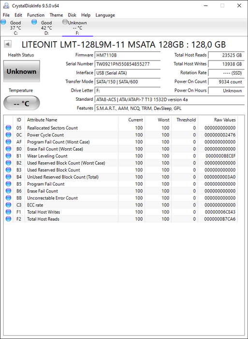 LMT-128L9M-11 Lite On L9M Series 128GB MLC SATA 6Gbps mSATA SSD