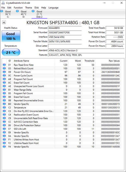 SHFS37A/480G Kingston HyperX FURY Series 480GB MLC SATA 6Gbps 2.5" SSD