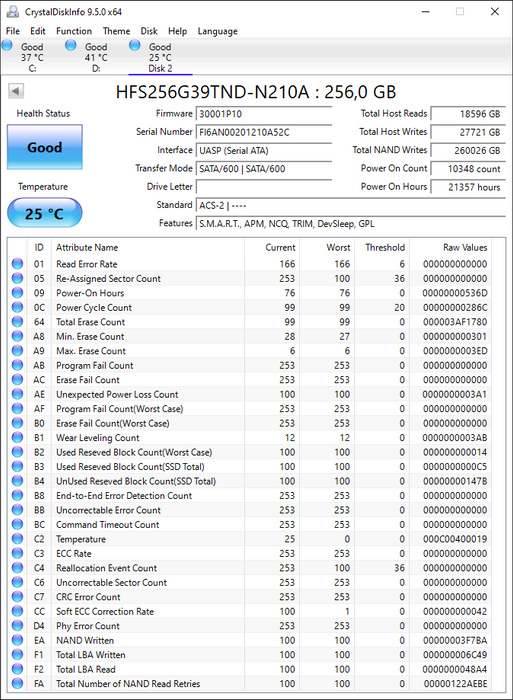 HFS256G39TND-N210A Hynix 256GB MLC SATA 6Gbps M.2 2280