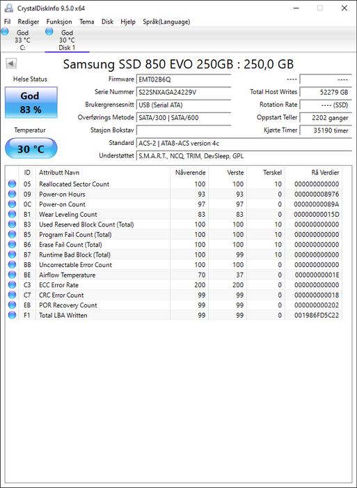 MZ7LN250 Samsung 850 EVO Series 250GB TLC SATA 6Gbps (AES-256 / TCG Opal 2.0) 2.5" SSD
