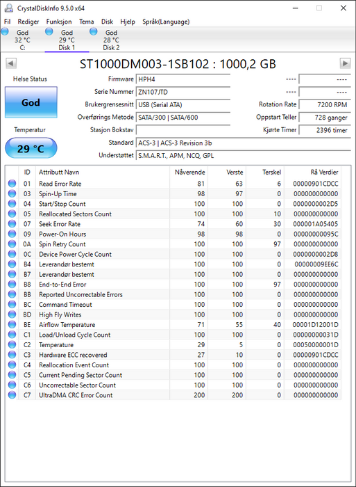 ST1000DM003-1SB102 Seagate Barracuda 1TB 7200RPM SATA 6Gbps 64MB Cache 3.5" HDD