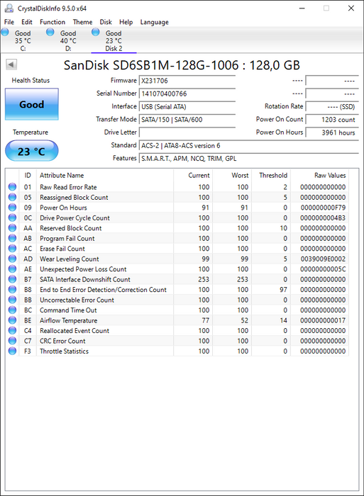 SD6SB1M-128G-1006 SanDisk X110 Series 128GB MLC SATA 6Gbps 2.5" SSD