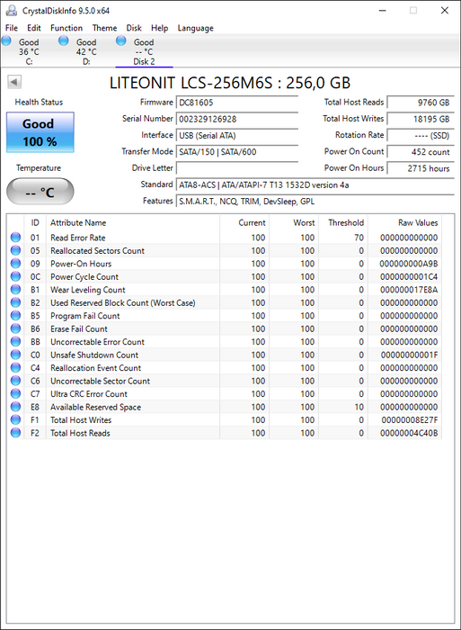 LCS-256M6S Lite On M6S Series 256GB MLC SATA 6Gbps 2.5" SSD
