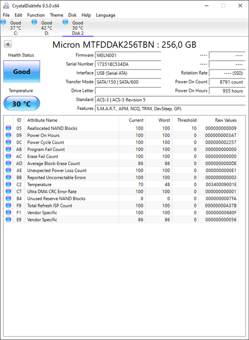 MTFDDAK256TBN Micron 1100 256GB TLC SATA 6Gbps (PLP) 2.5" SSD
