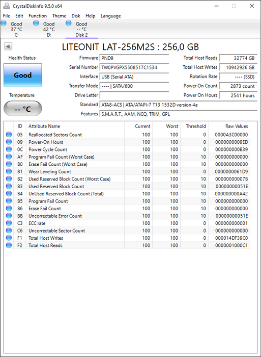 LAT-256M2S Lite On M2S Series 256GB MLC SATA 6Gbps 2.5" SSD