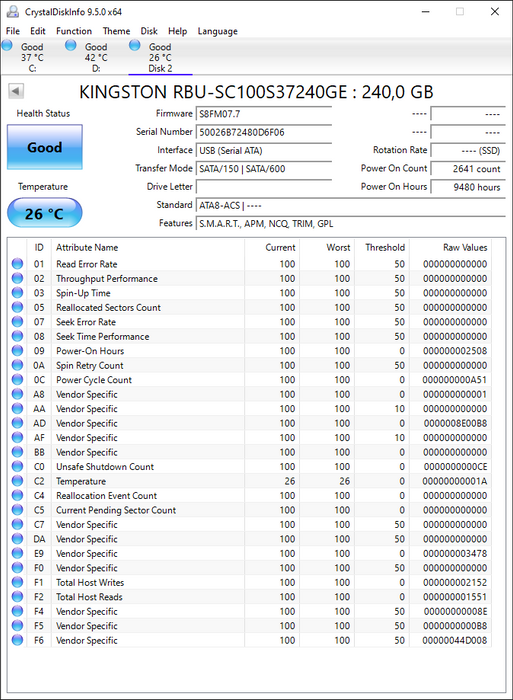 RBU-SC100S37240GE Kingston 240GB SATA 6Gbps 2.5" SSD