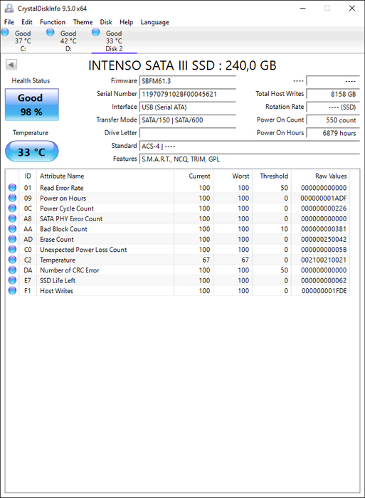 Intenso HIGH 240GB SSD SATA 6Gbps 2.5" SSD