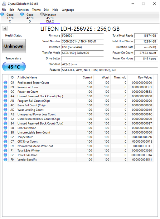 LDH-256V2S LITEON 256GB SATA 6Gbps 2.5" SSD