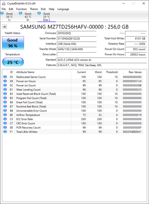 MZ7TD256HAFV-00000 Samsung PM841 Series 256GB TLC SATA 6Gbps (AES-256) 2.5" SSD