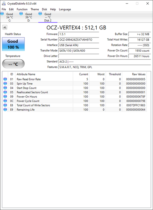 VTX4-25SAT3-512G OCZ Vertex 4 Series 512GB MLC SATA 6Gbps (AES-256) 2.5" SSD