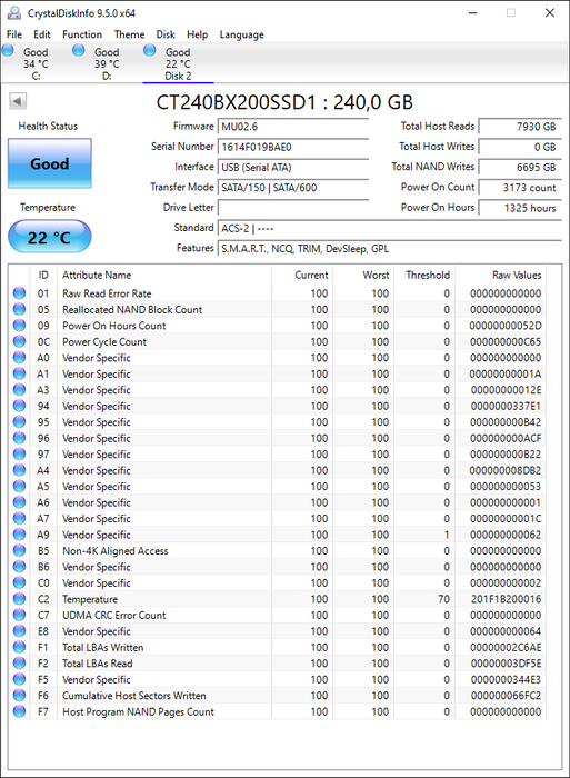 CT240BX200SSD1 Crucial BX200 Series 240GB TLC SATA 6Gbps 2.5" SSD