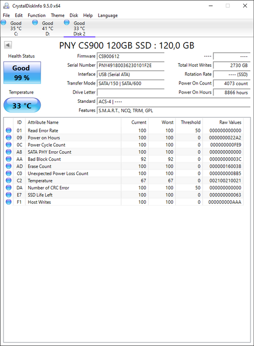 SSD7SC120GCS900 PNY CS900 120GB SATA 6Gbps 2.5" SSD