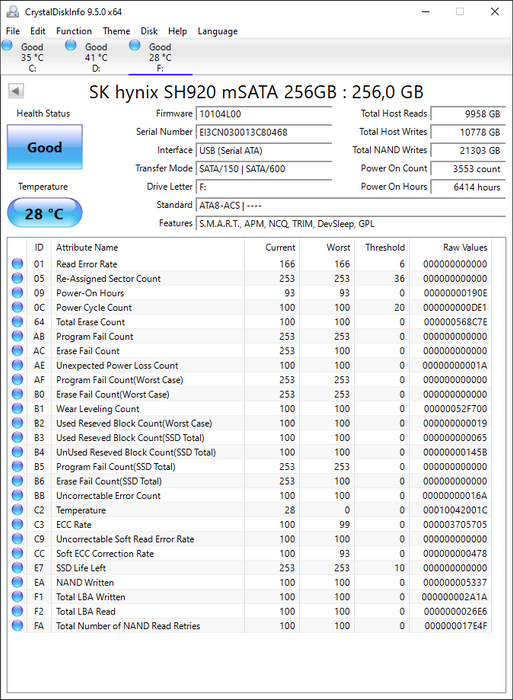 HFS256G3AMNB-2200A Hynix SH920 256GB MLC SATA 6Gbps mSATA