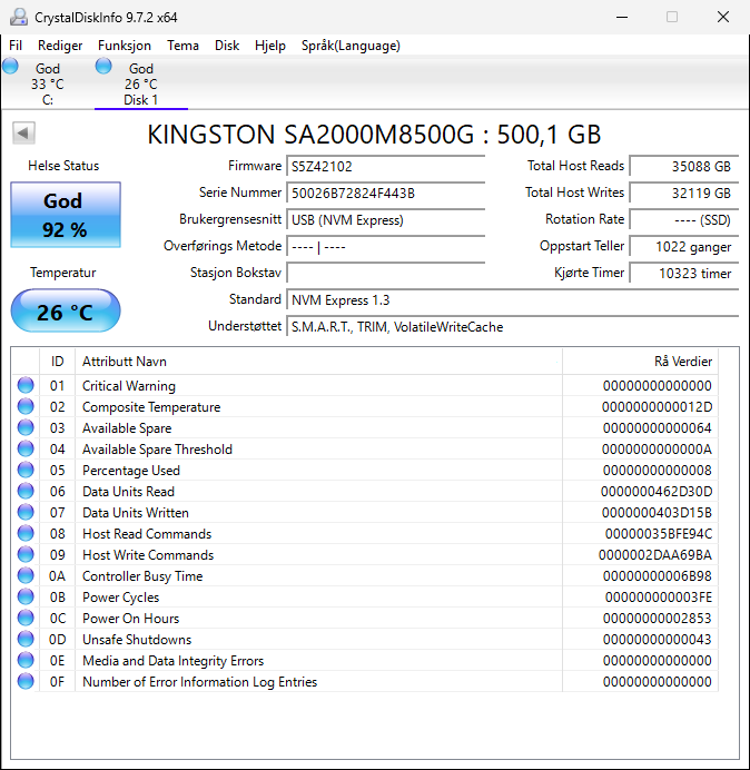 SA2000M8/500G Kingston A2000 Series 500GB TLC PCIe 3.0 x4 NVMe (AES-256 / TCG Opal 2.0) M.2 2280 SSD