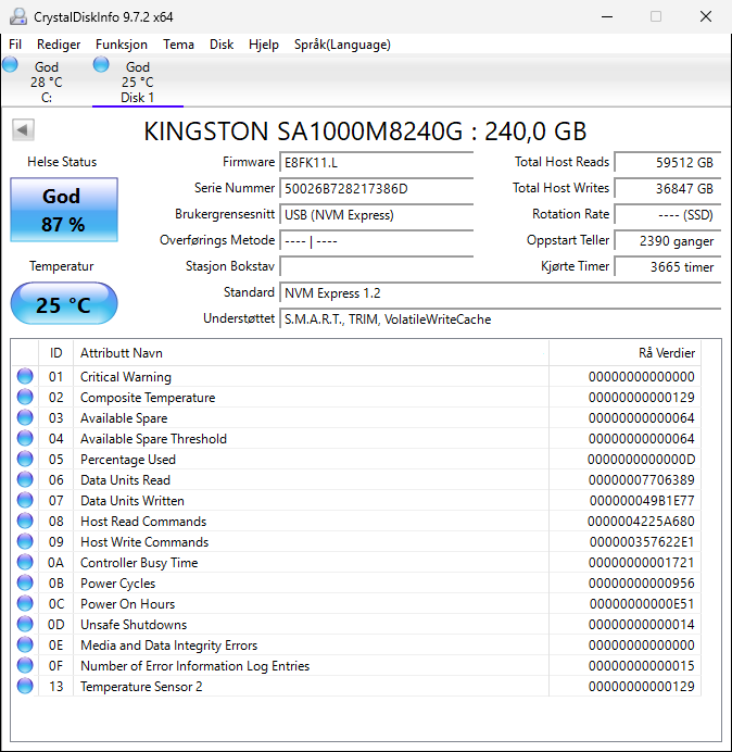 SA1000M8/240G Kingston A1000 Series 240GB TLC PCI Express 3.0 x2 NVMe M.2 2280