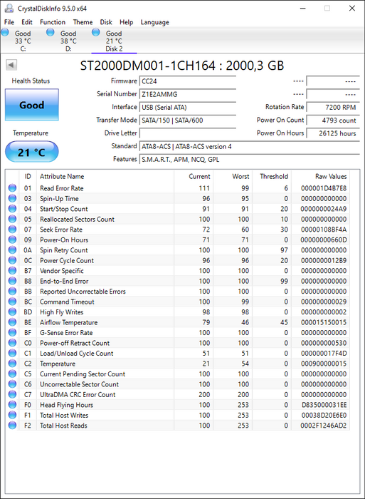 ST2000DM001-1CH164 Seagate Barracuda 2TB 7200RPM SATA 6Gbps 64MB Cache 3.5" HDD