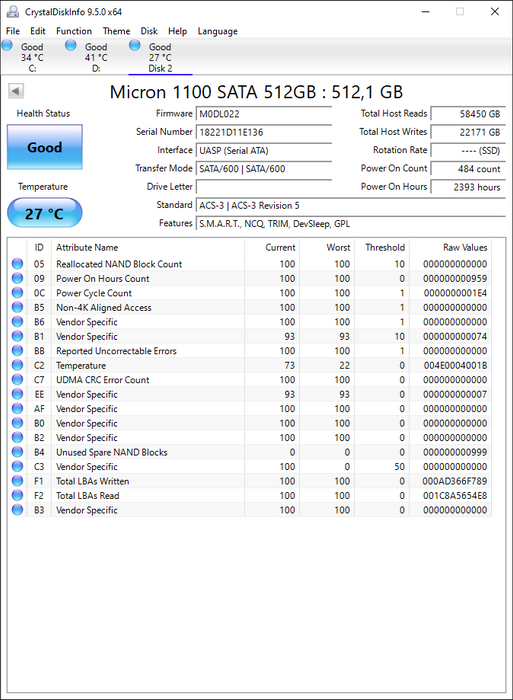 MTFDDAV512TBN Micron 1100 512GB TLC SATA 6Gbps (PLP) M.2 2280 SSD