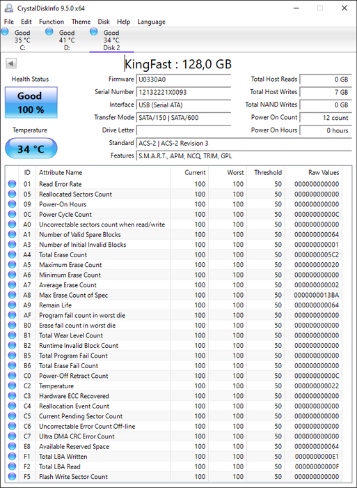 2710DCS23BF-128 KingFast F10 128GB SATA 6Gbps 2.5" SSD